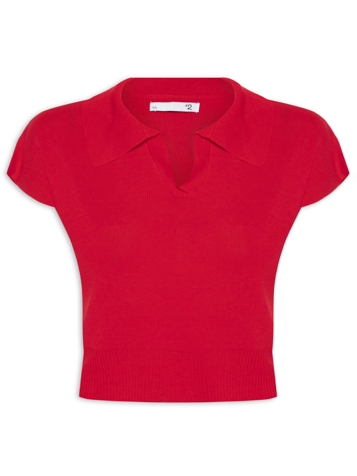 Blusa Feminina Gola Polo Em Tricot - Vermelho
