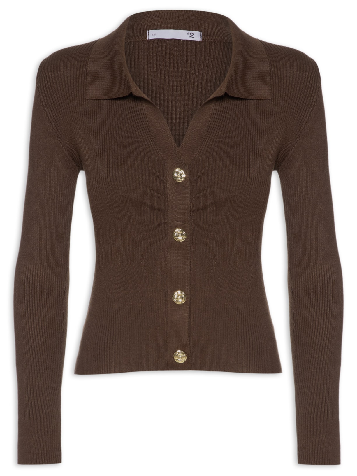 Blusa Feminina Gola Polo em Tricot – Marrom '2Essential