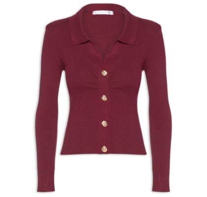 Blusa Feminina Gola Polo em Tricot – Vermelho