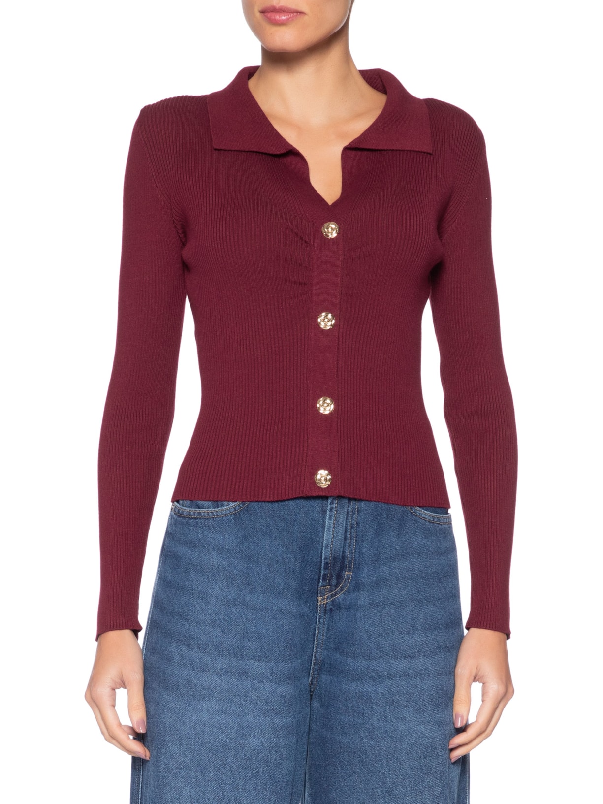 Blusa Feminina Gola Polo em Tricot – Vermelho '2Essential