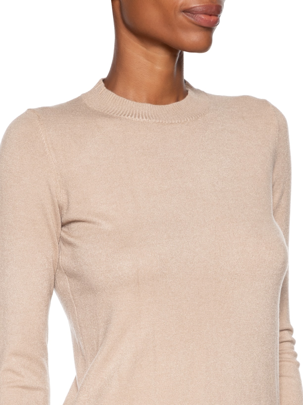 Blusa Feminina Gola Redonda Em Tricot Bege '2Essential