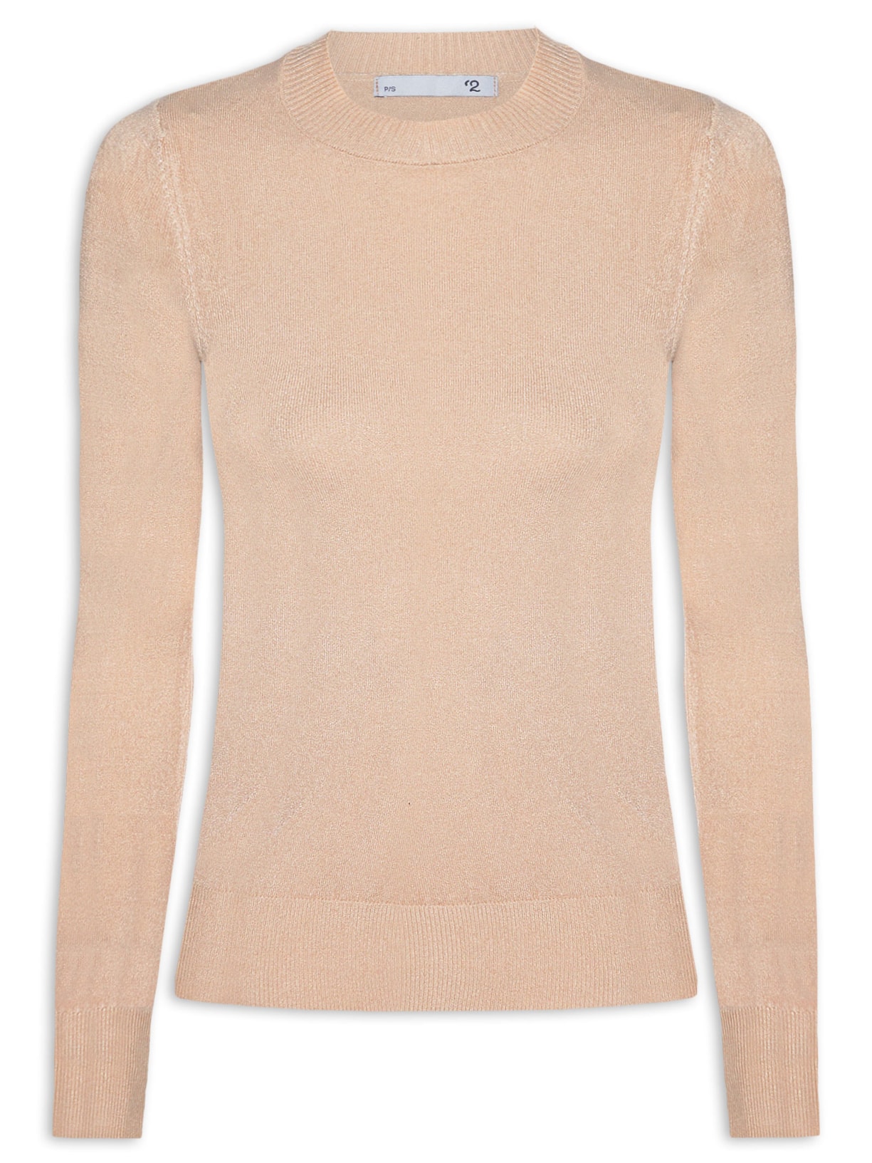 Blusa Feminina Gola Redonda Em Tricot - Bege