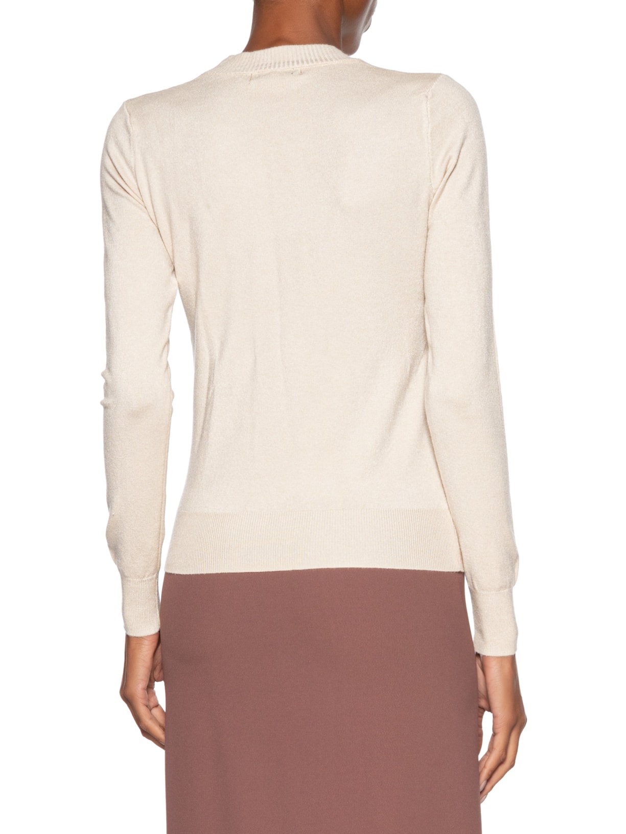 Blusa Feminina Gola Redonda Em Tricot Bege '2Essential