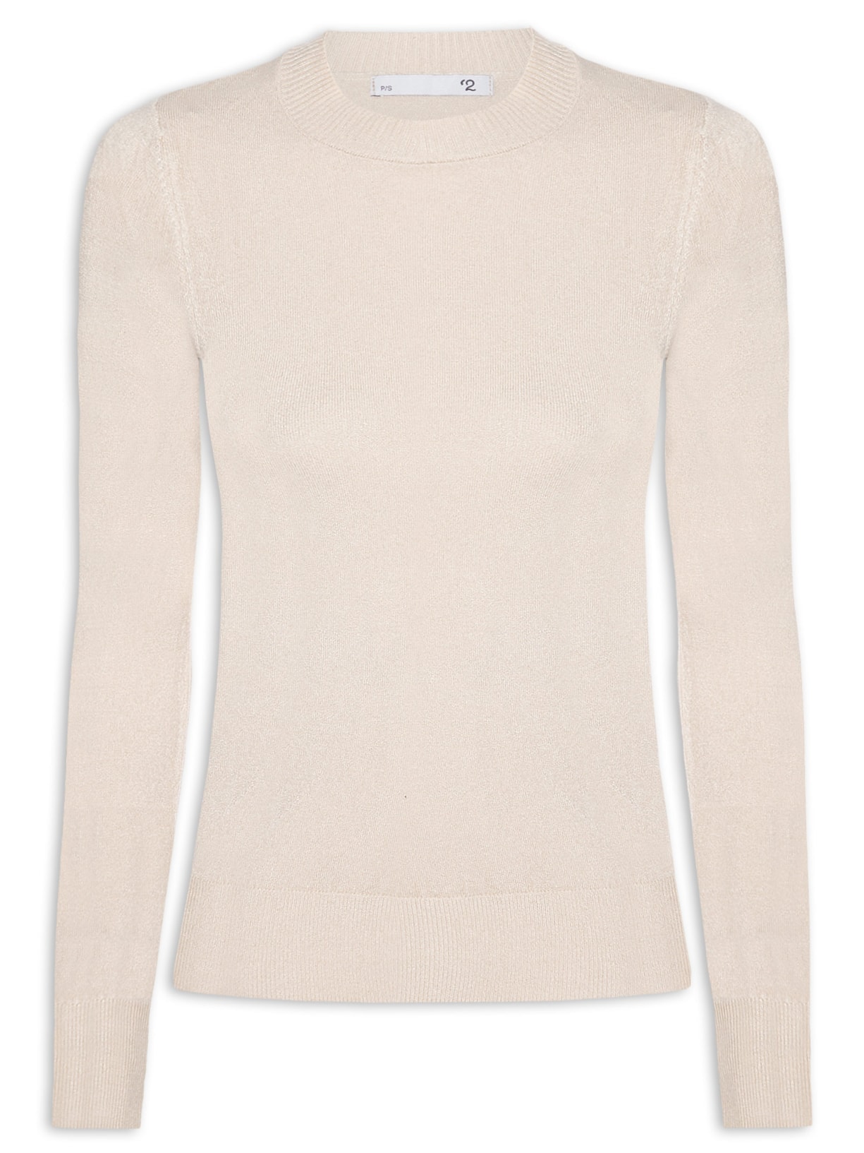 Blusa Feminina Gola Redonda Em Tricot - Bege