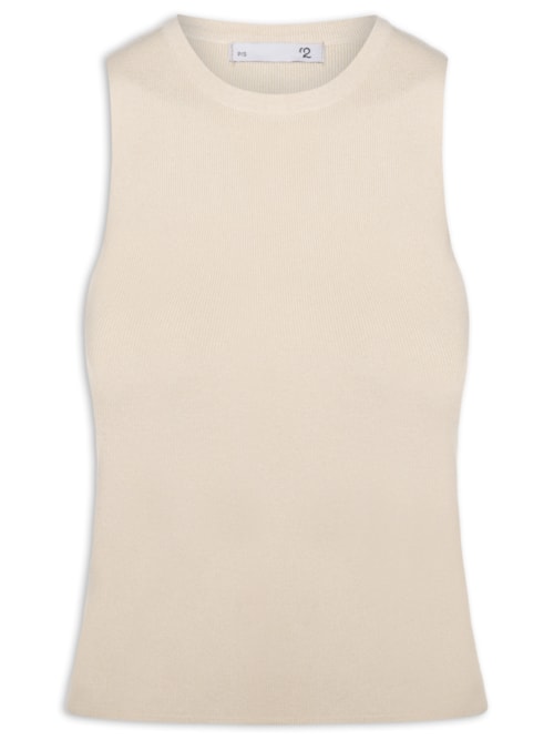 Blusa Feminina Gola Redonda Em Tricot - Bege