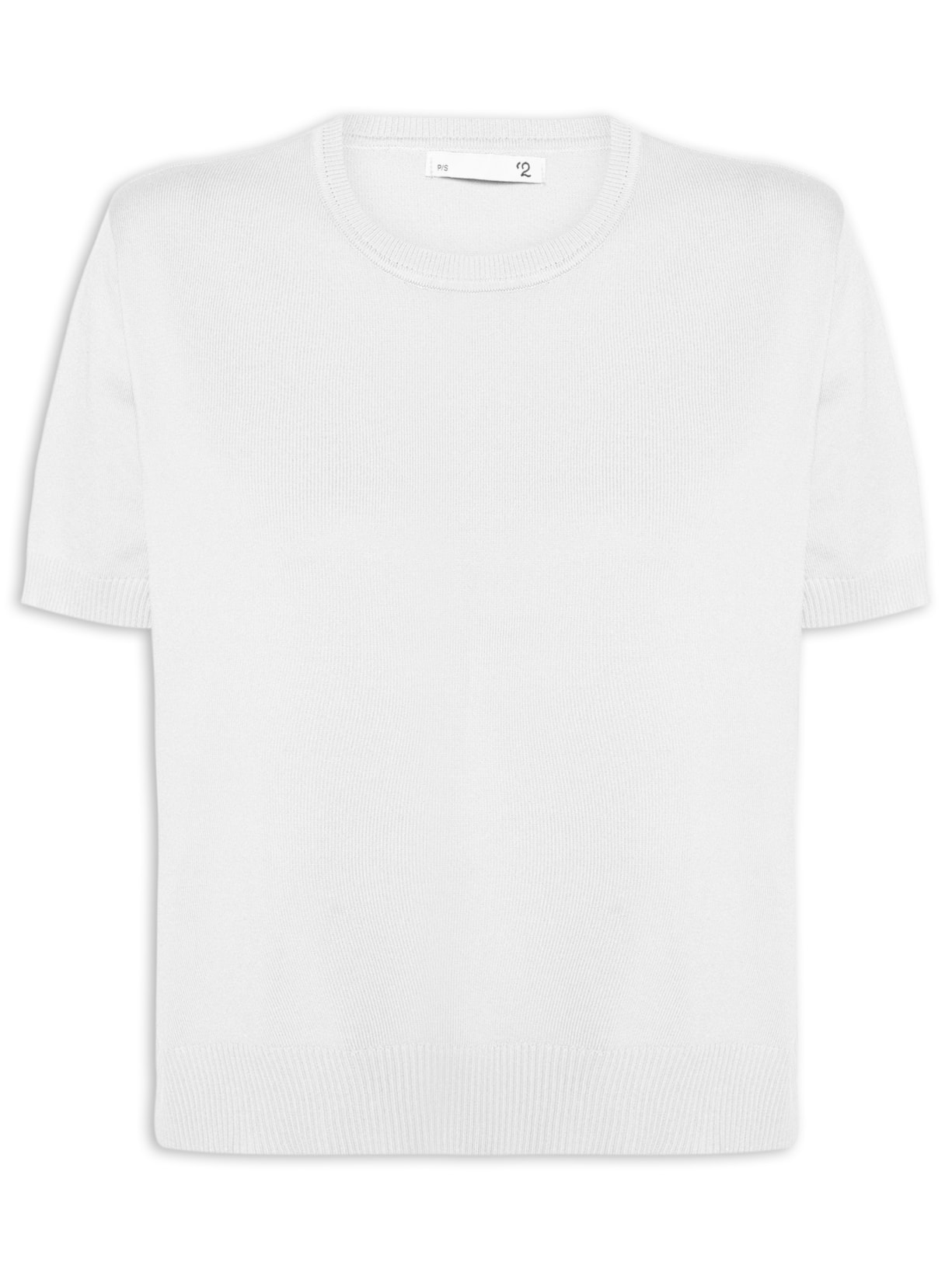 Blusa Feminina Gola Redonda em Tricot Branco '2Essential