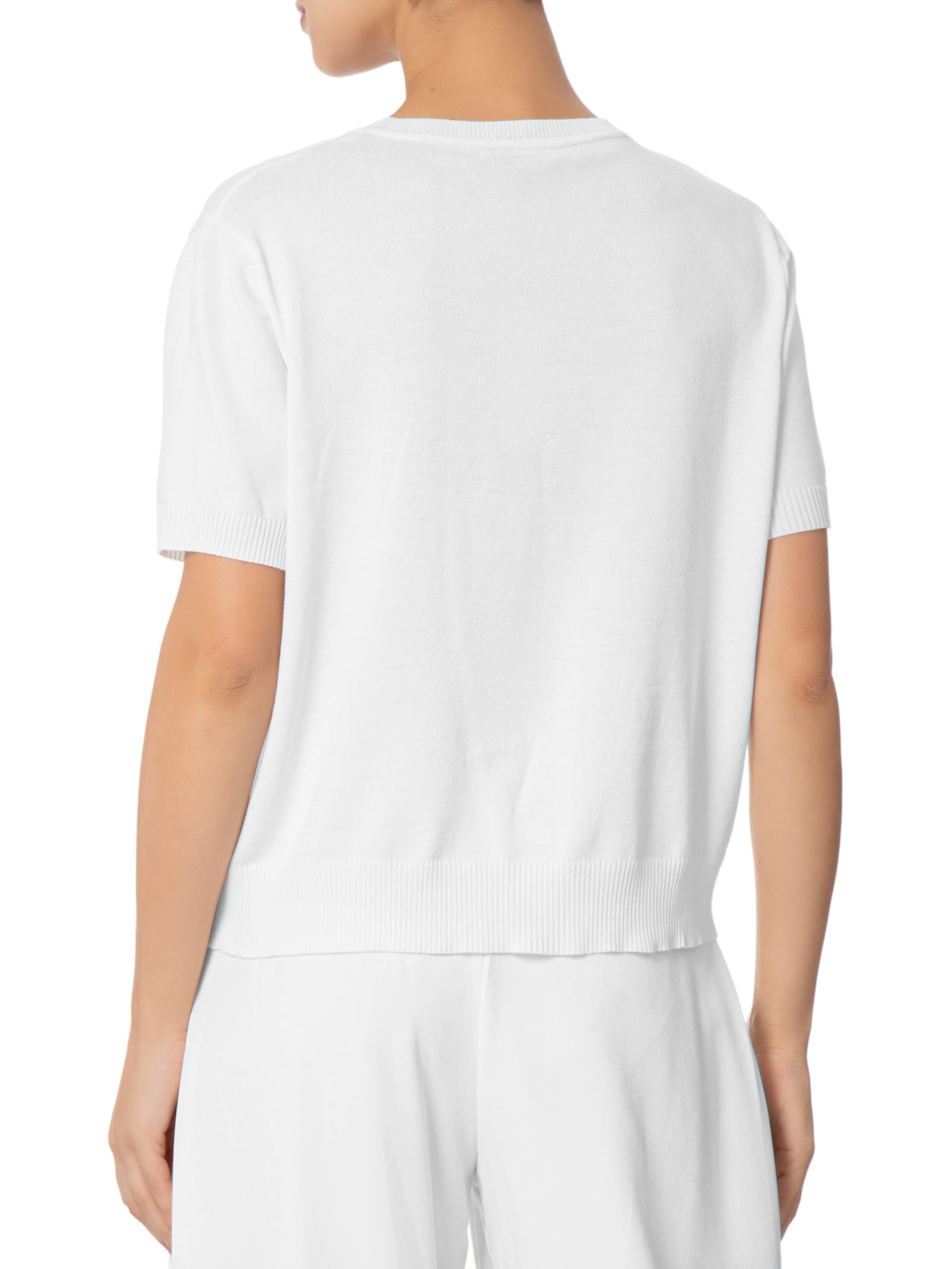 Blusa Feminina Gola Redonda em Tricot Branco '2Essential