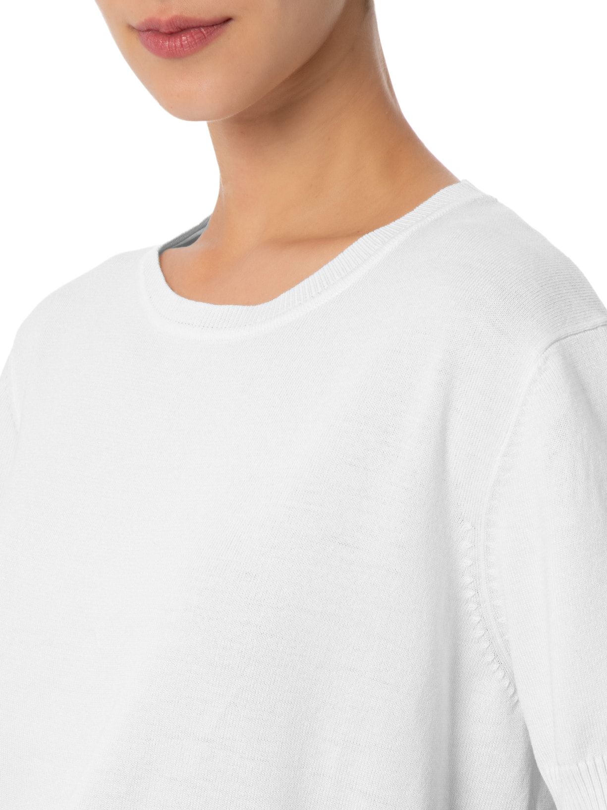 Blusa Feminina Gola Redonda em Tricot Branco '2Essential