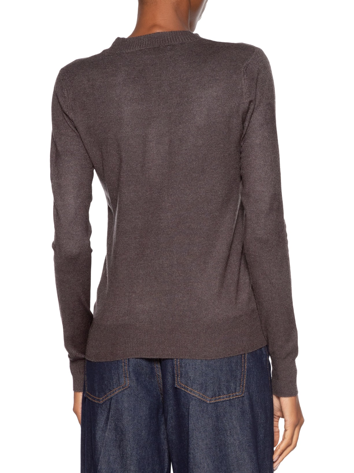 Blusa Feminina Gola Redonda Em Tricot Cinza '2Essential