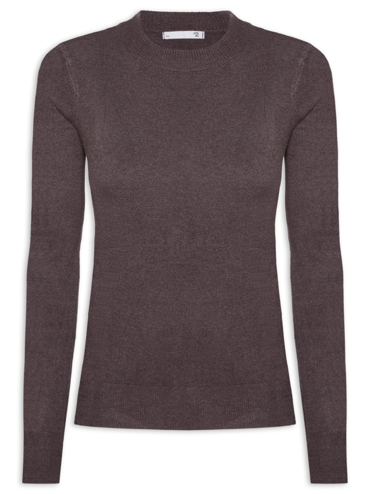 Blusa Feminina Gola Redonda Em Tricot Cinza '2Essential