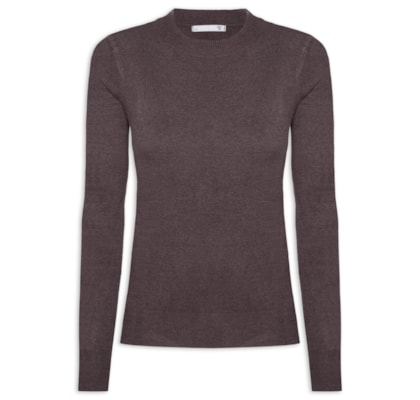 Blusa Feminina Gola Redonda Em Tricot - Cinza
