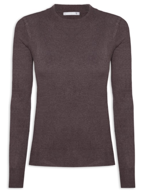 Blusa Feminina Gola Redonda Em Tricot - Cinza