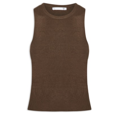 Blusa Feminina Gola Redonda Em Tricot - Marrom