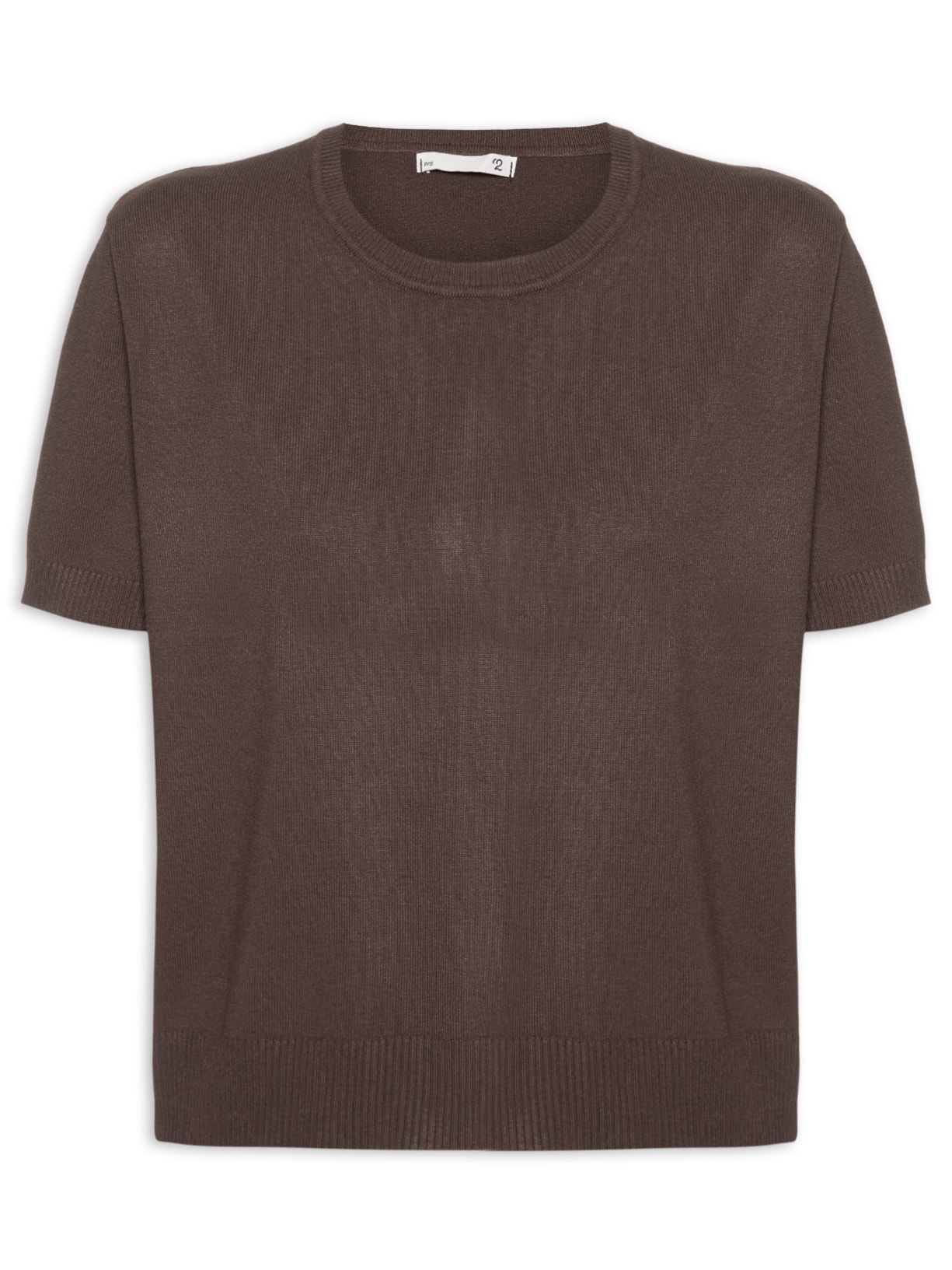 Blusa Feminina Gola Redonda em Tricot Marrom '2Essential