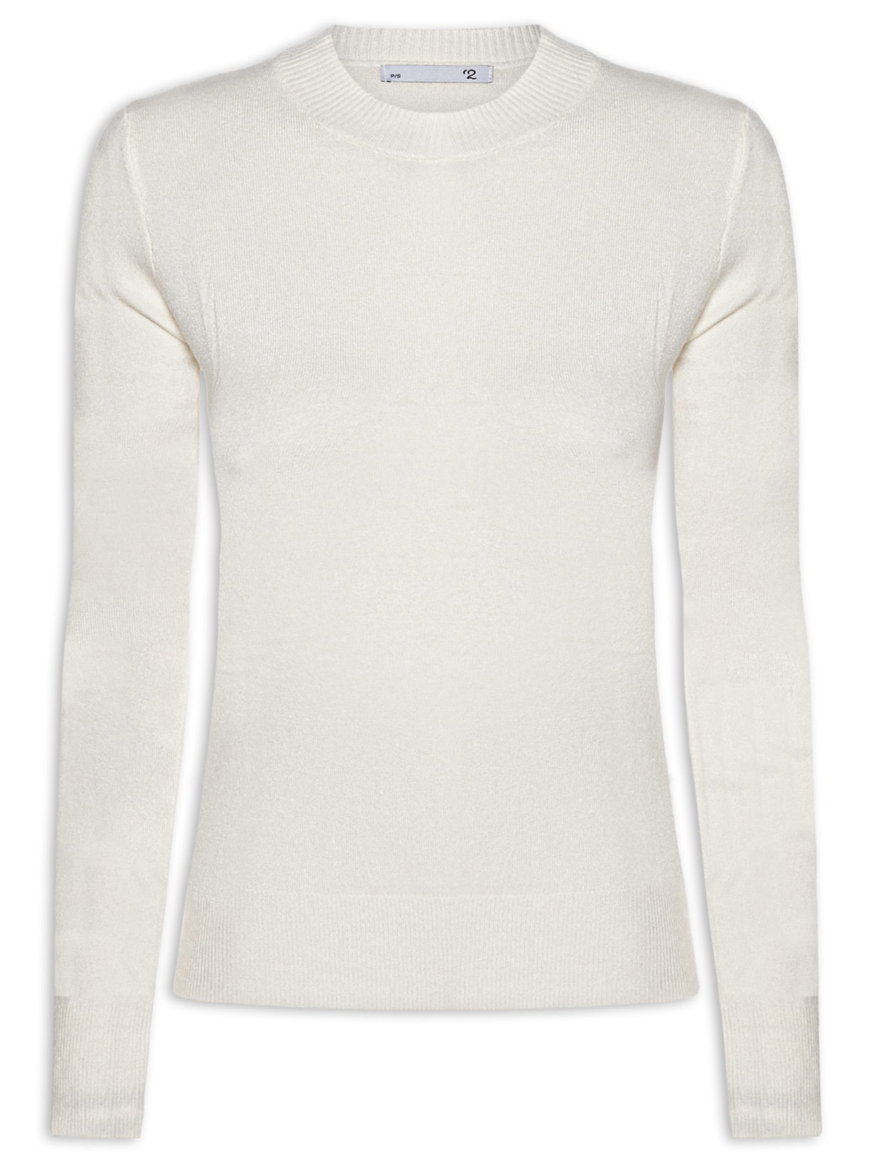 Blusa Feminina Gola Redonda Em Tricot - Off White