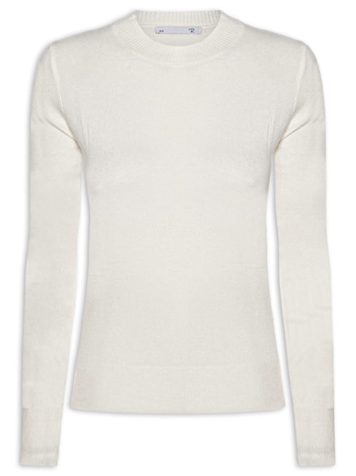 Blusa Feminina Gola Redonda Em Tricot - Off White