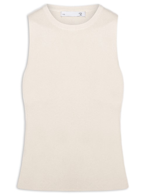 Blusa Feminina Gola Redonda Em Tricot - Off White