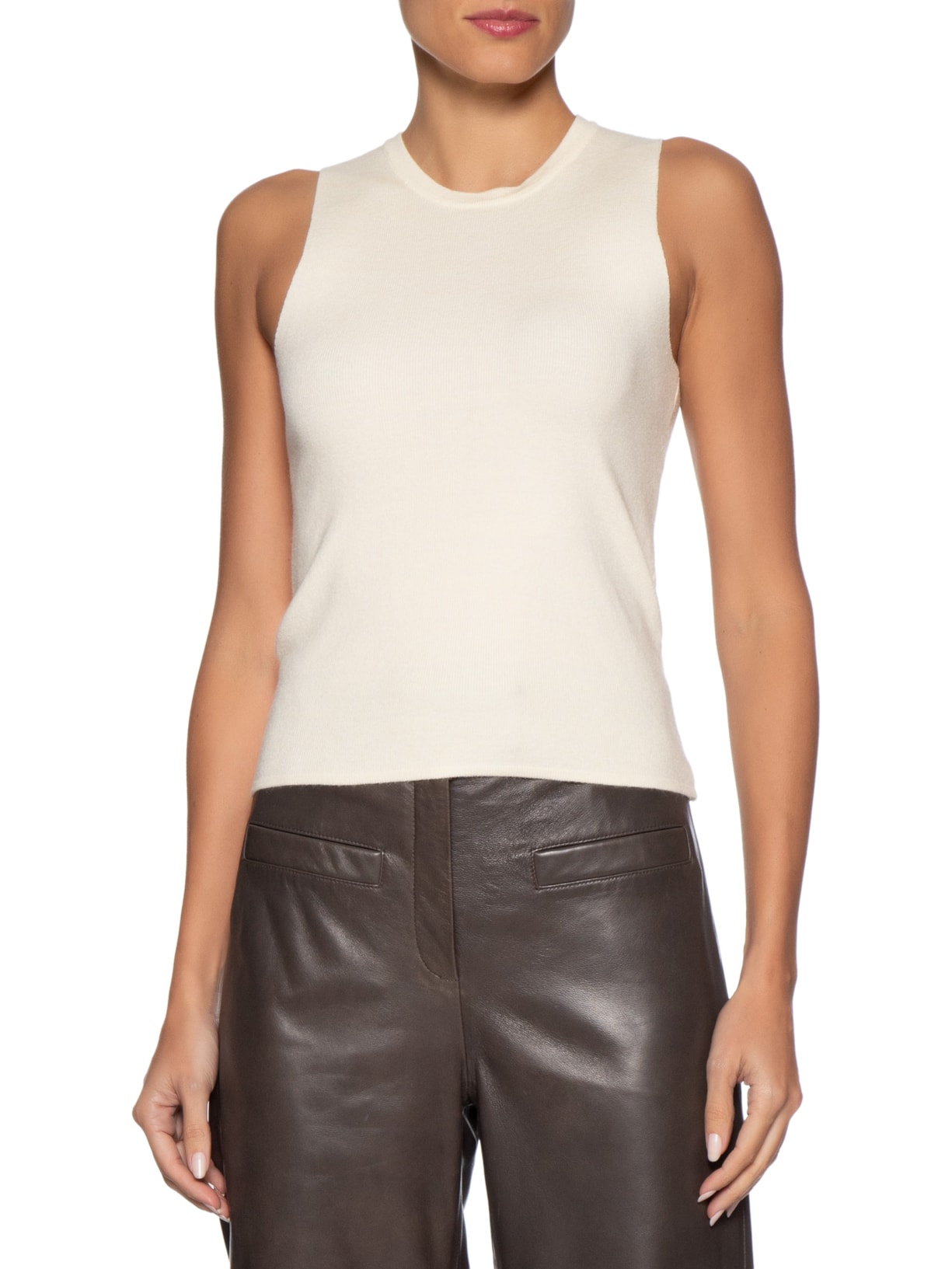 Blusa Feminina Gola Redonda Em Tricot Off White '2Essential