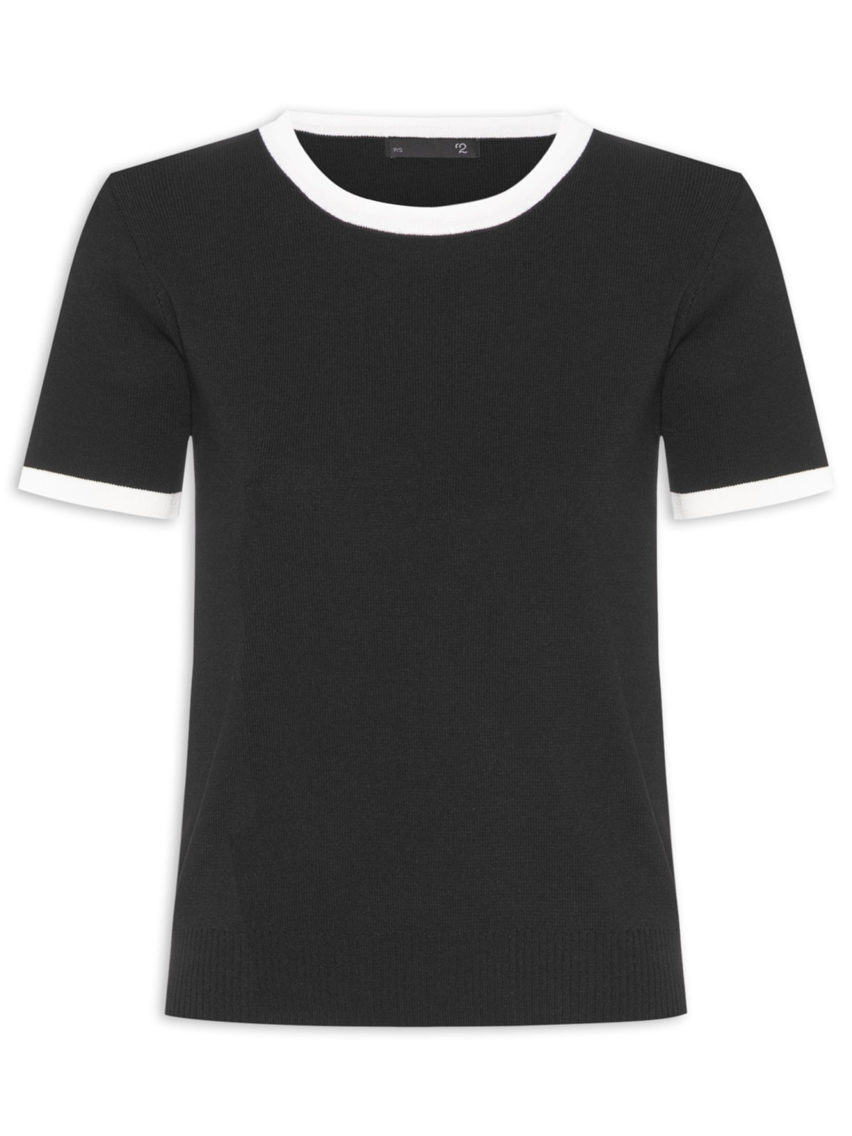 Blusa Feminina Gola Redonda Em Tricot - Preto