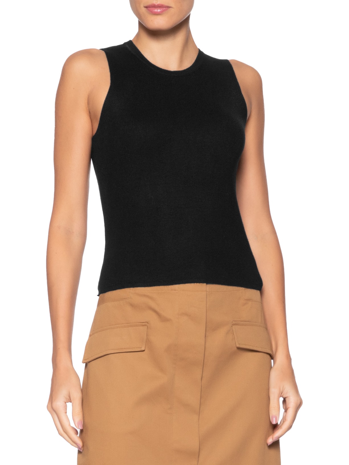 Blusa Feminina Gola Redonda Em Tricot Preto '2Essential