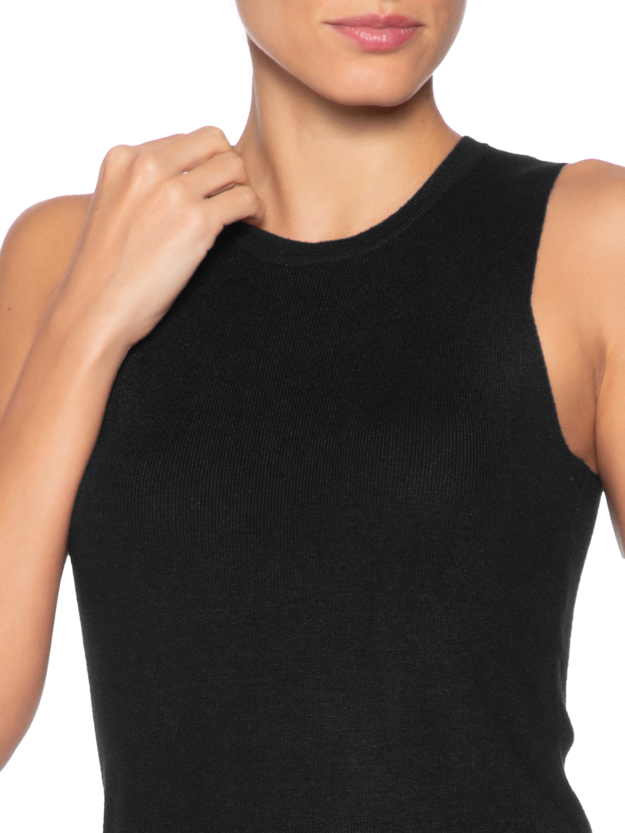 Blusa Feminina Gola Redonda Em Tricot Preto '2Essential