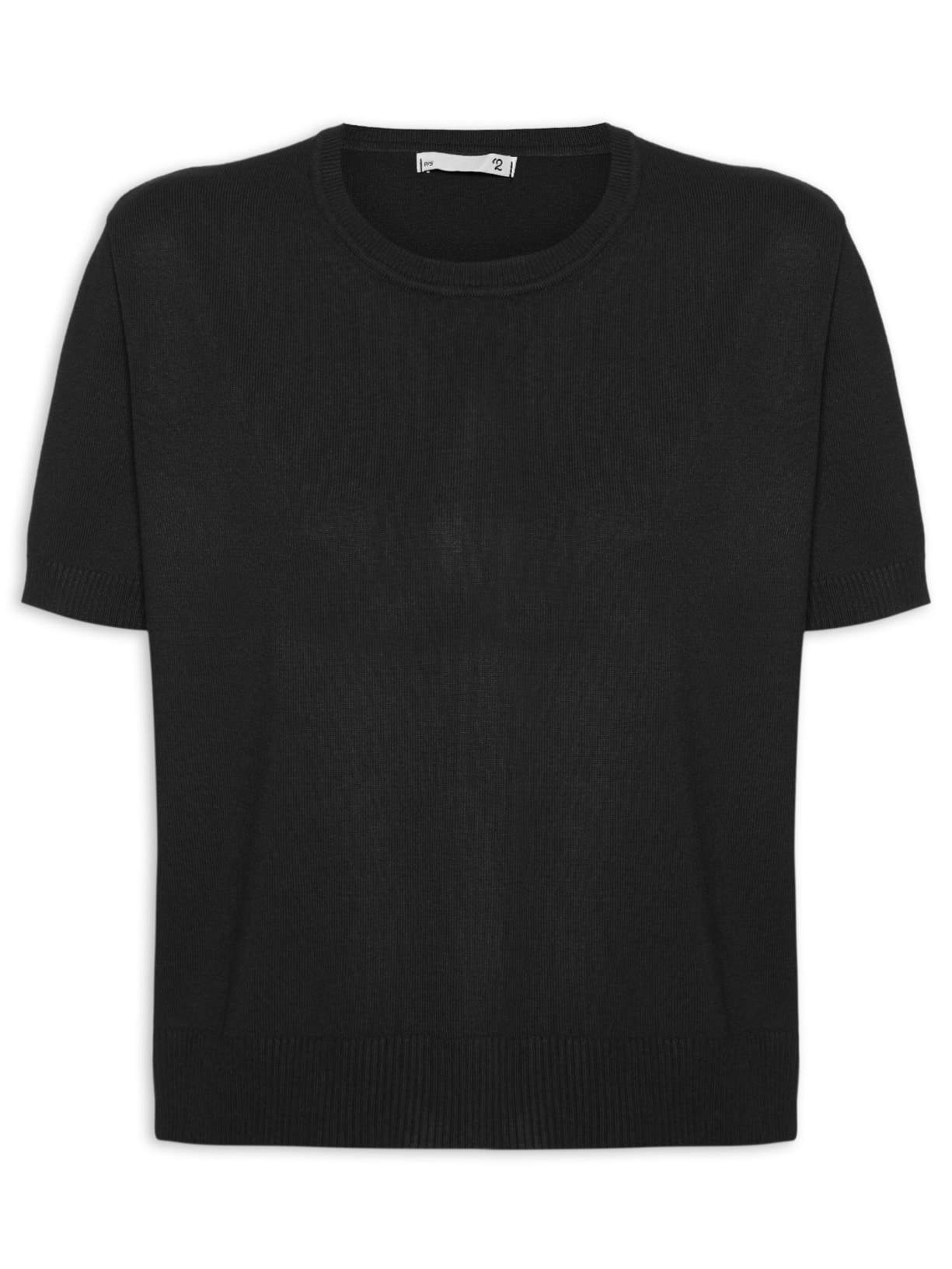 Blusa Feminina Gola Redonda em Tricot Preto '2Essential