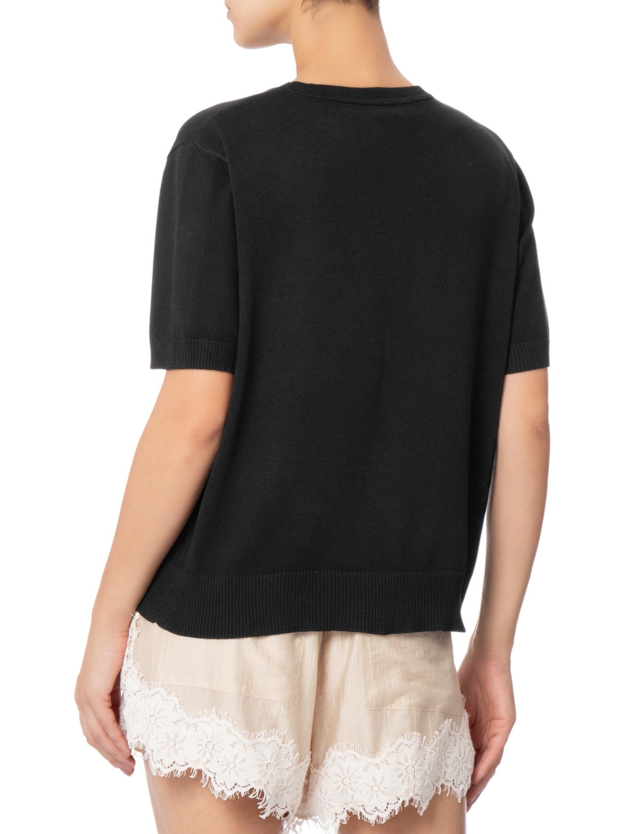 Blusa Feminina Gola Redonda em Tricot Preto '2Essential