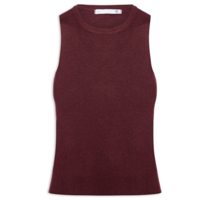 Blusa Feminina Gola Redonda Em Tricot - Vermelho