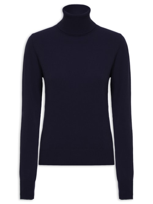 Blusa Feminina Gola Rolê Puro Cashmere - Azul