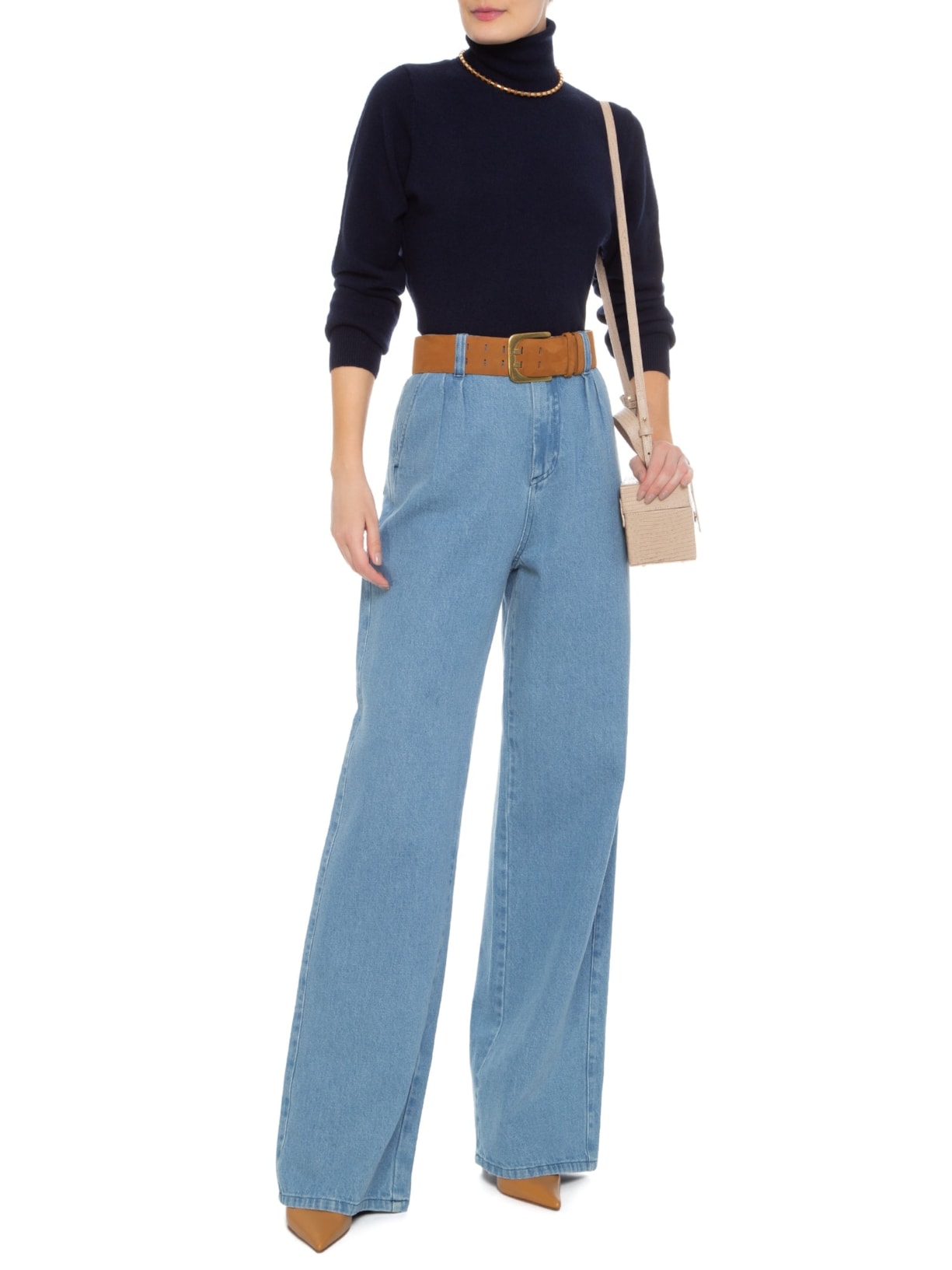 Blusa Feminina Gola Rolê Puro Cashmere Azul '2Essential