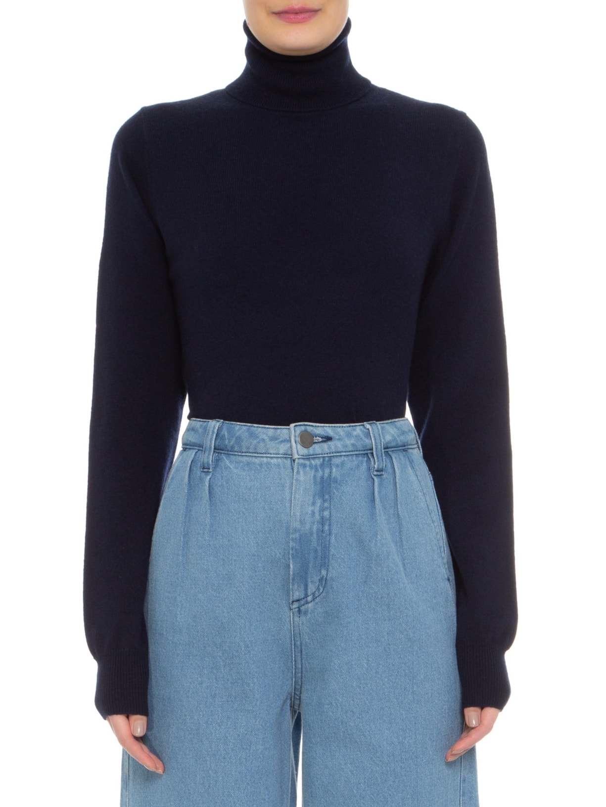 Blusa Feminina Gola Rolê Puro Cashmere Azul '2Essential