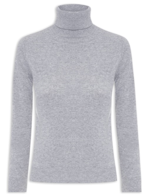 Blusa Feminina Gola Rolê Puro Cashmere - Cinza