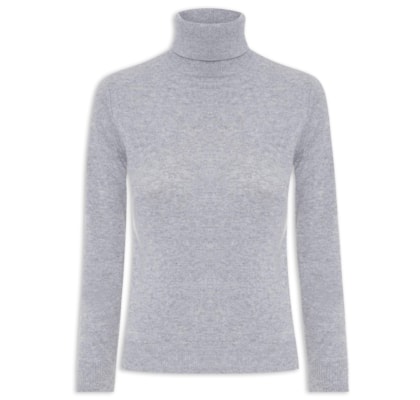 Blusa Feminina Gola Rolê Puro Cashmere - Cinza