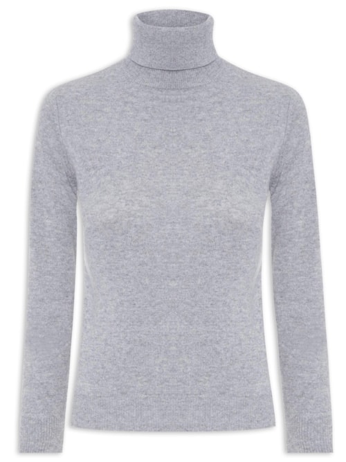 Blusa Feminina Gola Rolê Puro Cashmere - Cinza