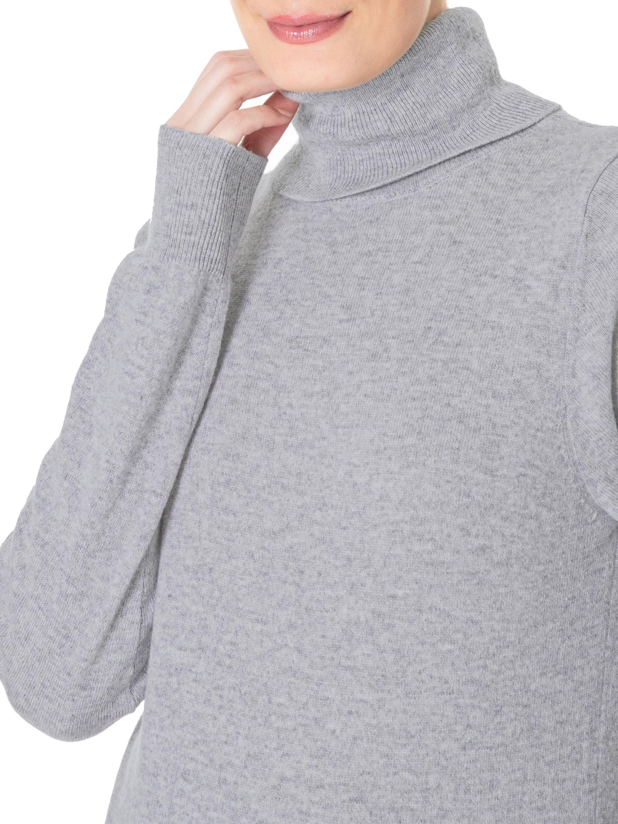 Blusa Feminina Gola Rolê Puro Cashmere Cinza '2Essential