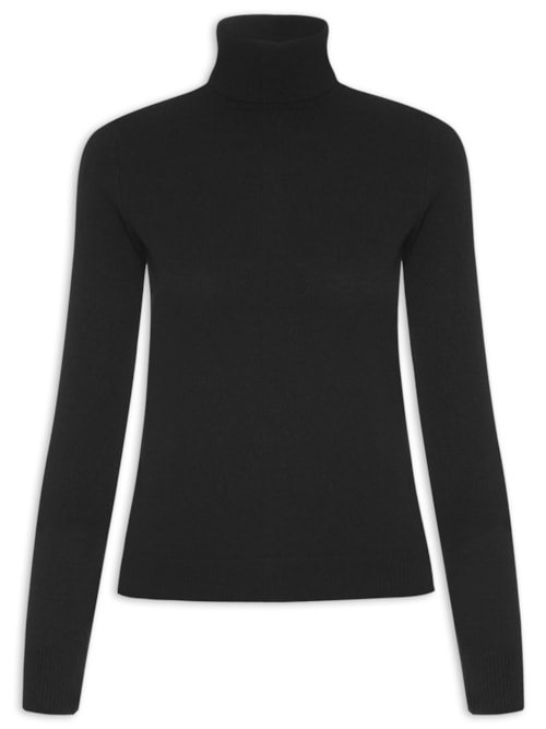 Blusa Feminina Gola Rolê Puro Cashmere - Preto