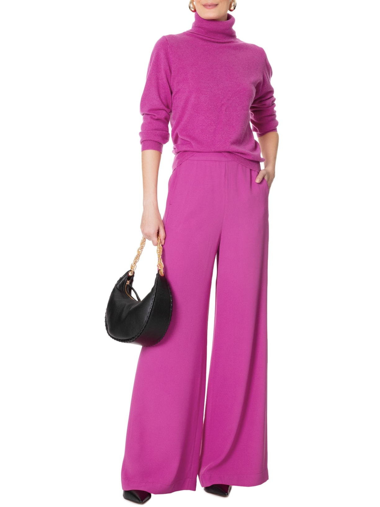 Blusa Feminina Gola Rolê Puro Cashmere Rosa '2Essential