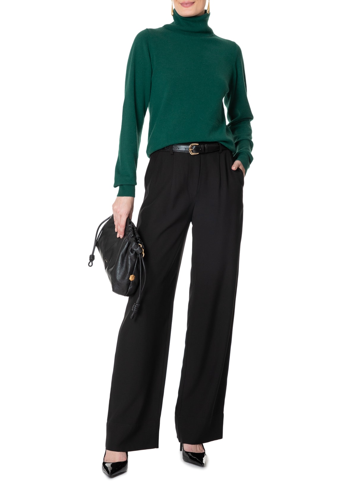 Blusa Feminina Gola Rolê Puro Cashmere Verde '2Essential