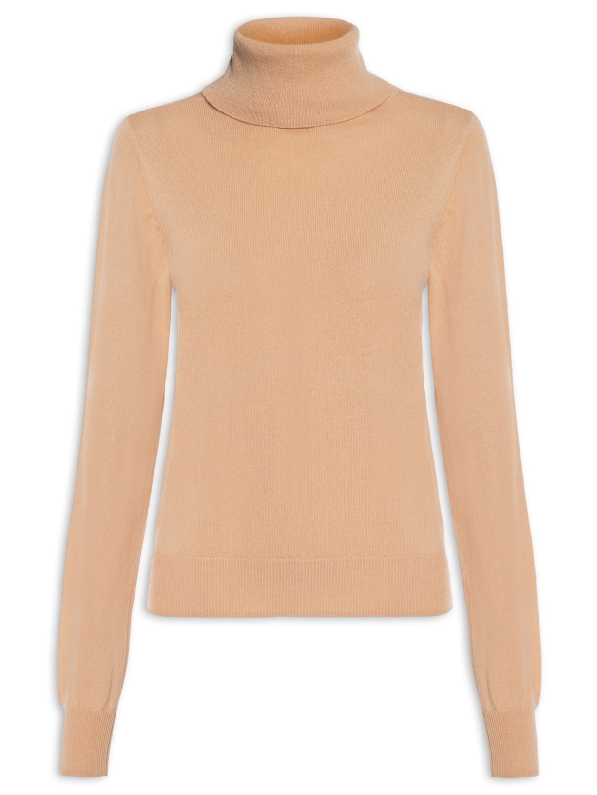 Blusa Feminina Gola Rulê Puro Cashmere - Bege