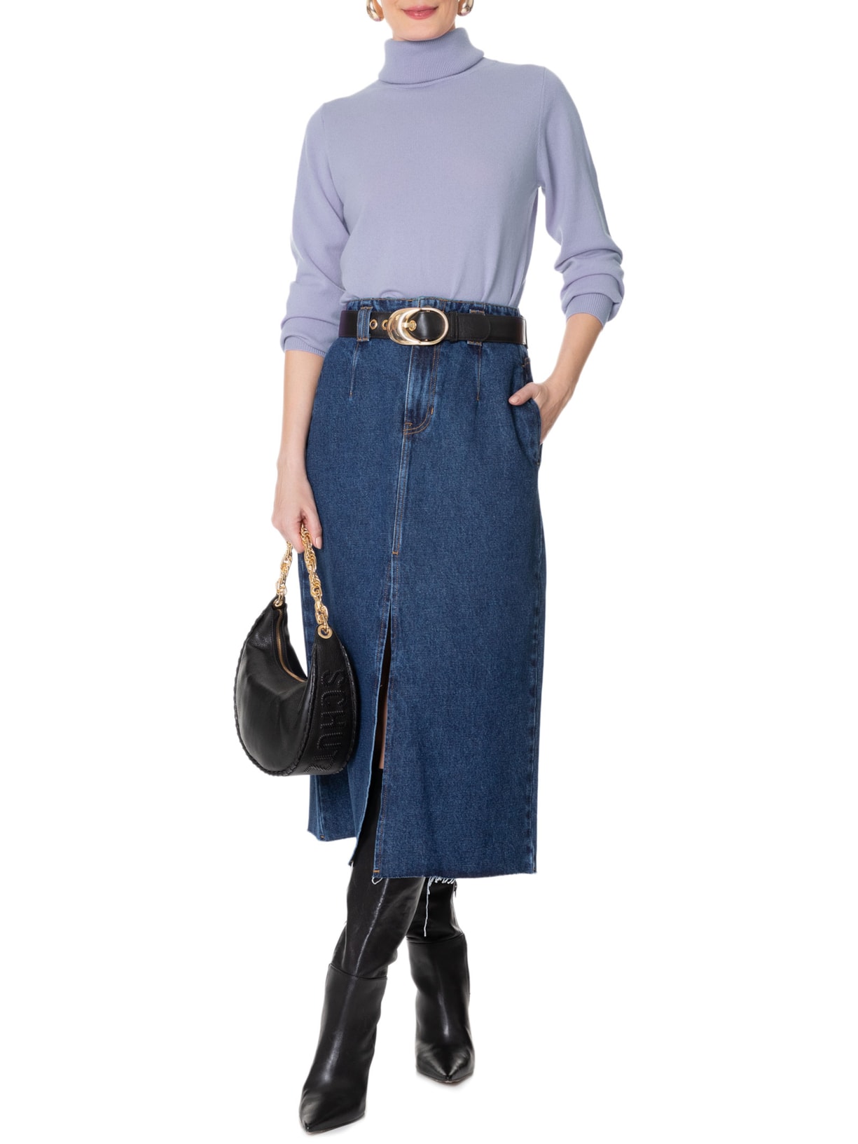 Blusa Feminina Gola Rulê Puro Cashmere Roxo '2Essential