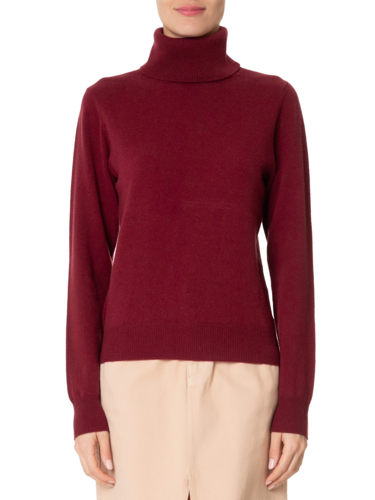 Blusa Feminina Gola Rulê Puro Cashmere Vinho '2Essential