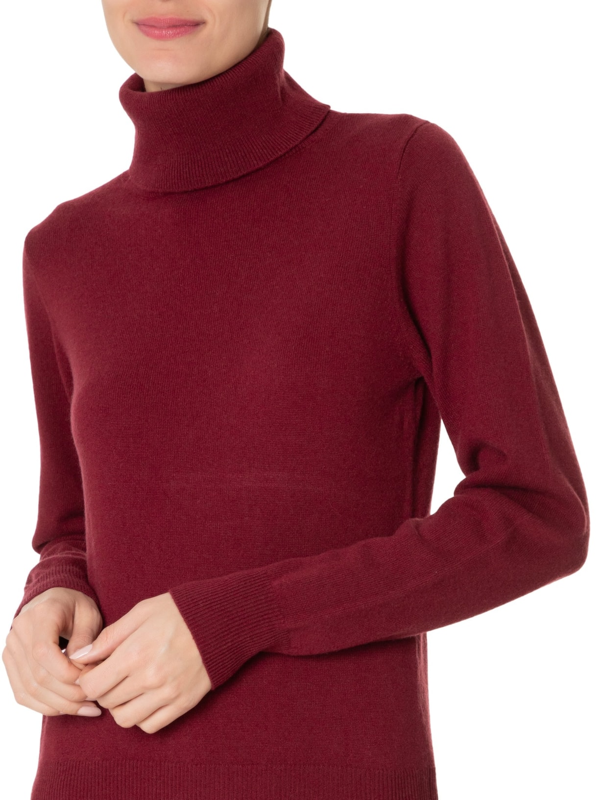 Blusa Feminina Gola Rulê Puro Cashmere Vinho '2Essential