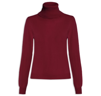 Blusa Feminina Gola Rulê Puro Cashmere - Vinho
