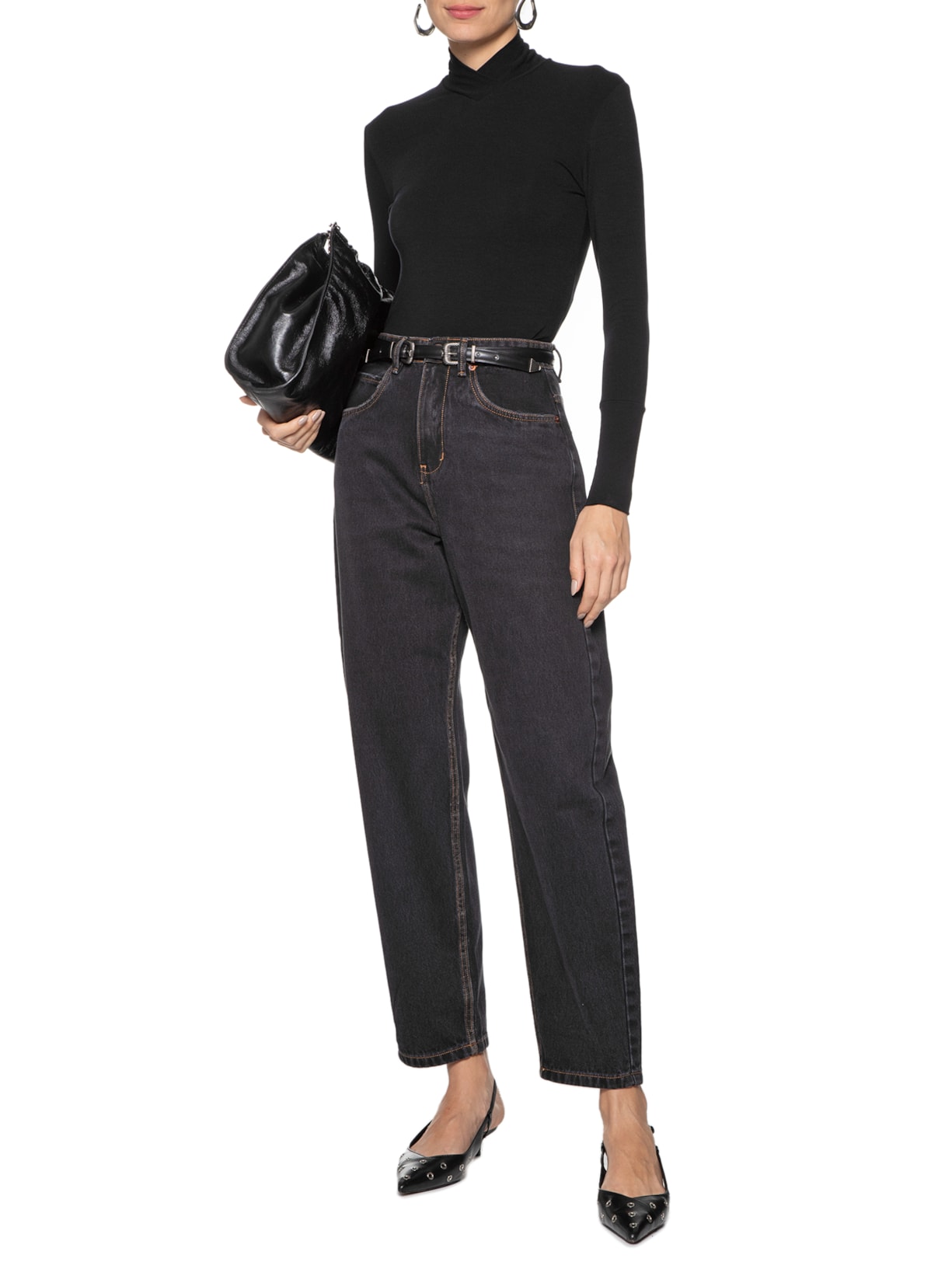 Blusa Feminina Gola Transpasse Preto Animale