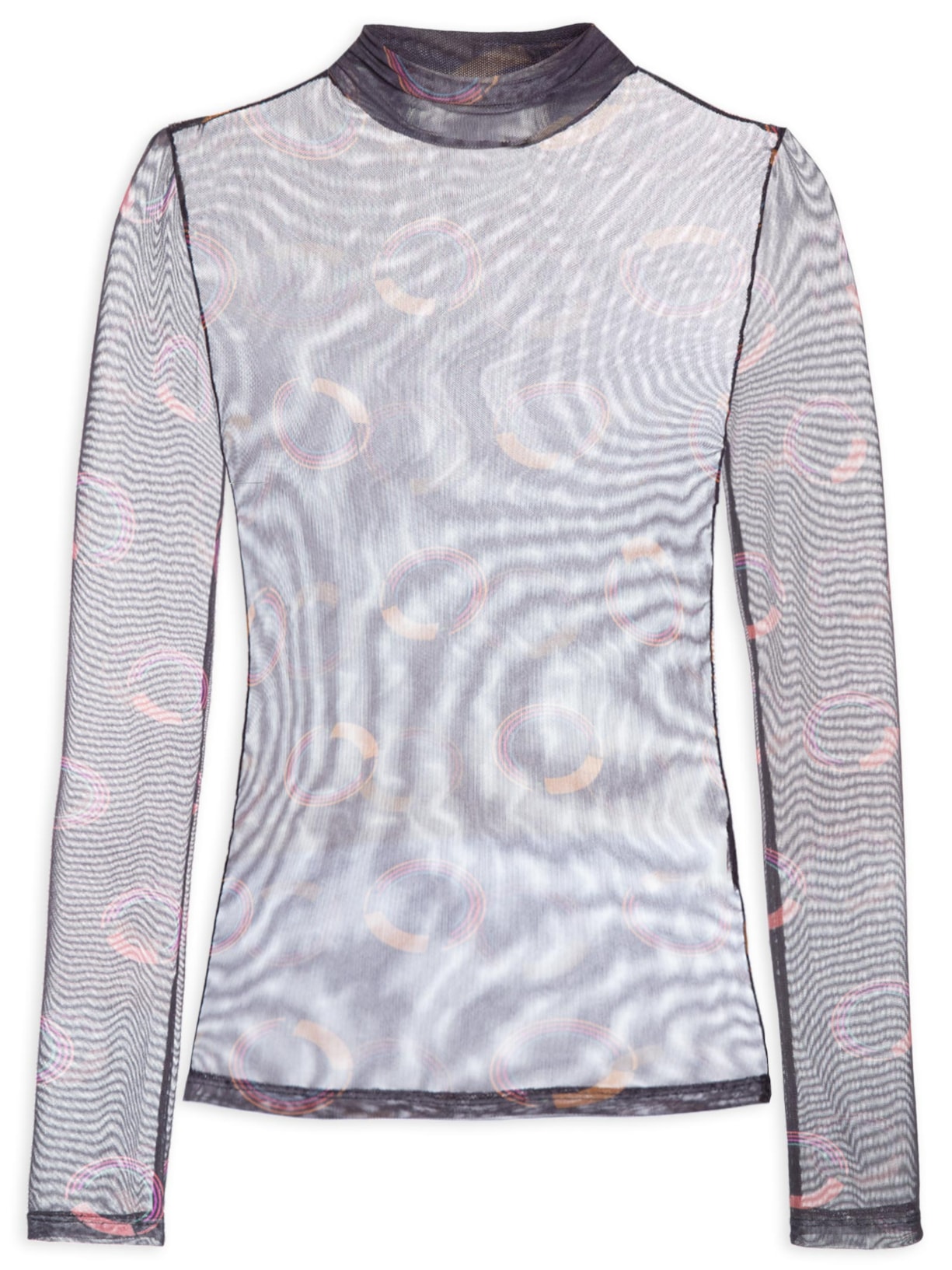 Blusa Feminina Gola Tule Tuca Poá - Preto