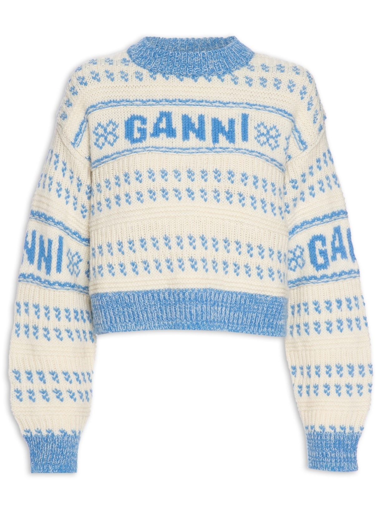 Blusa Feminina Graphic Lambswool Cropped O-Neck - Azul