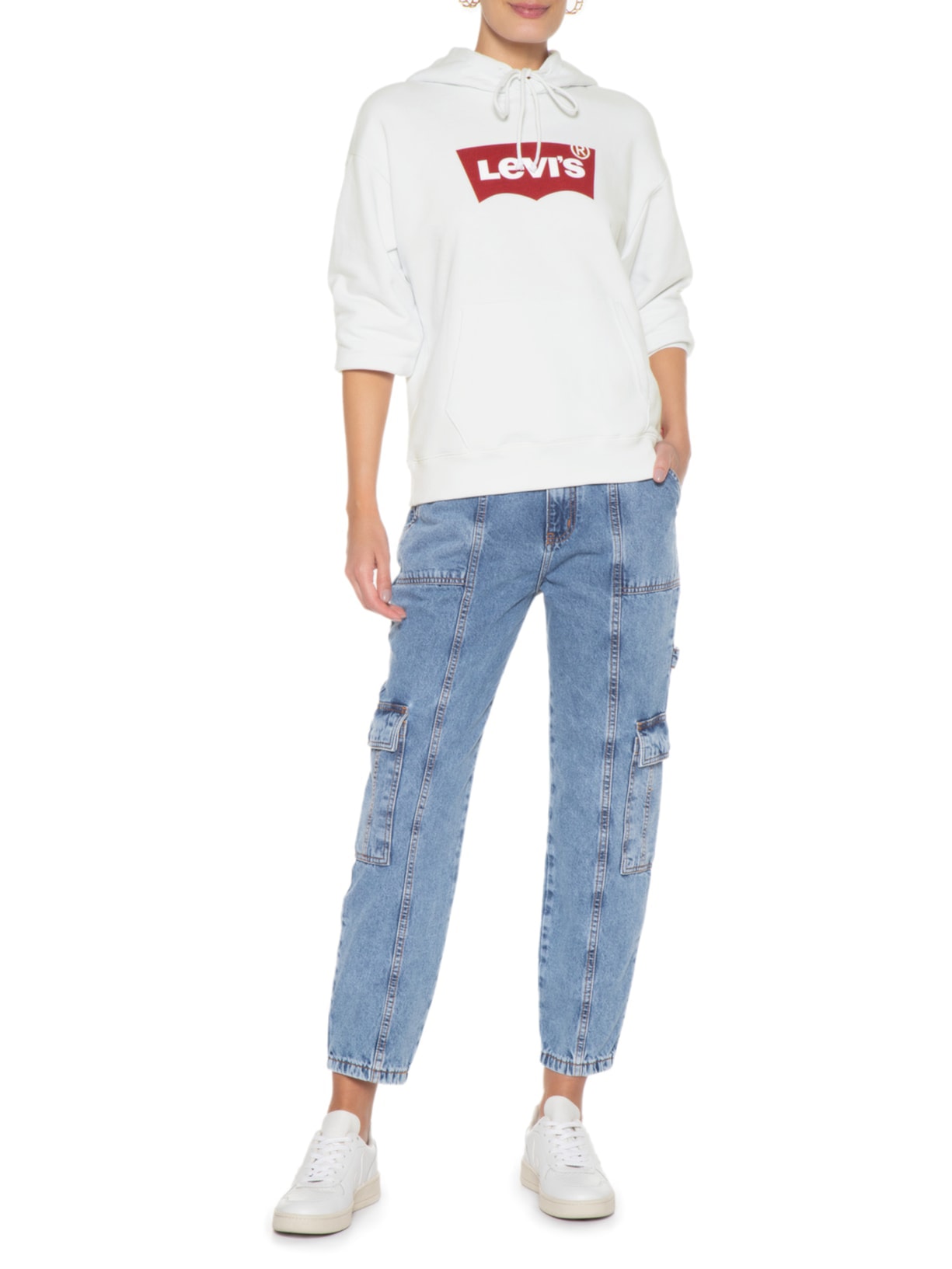 Blusa Feminina Graphic Standard Hoodie Branco Levi's