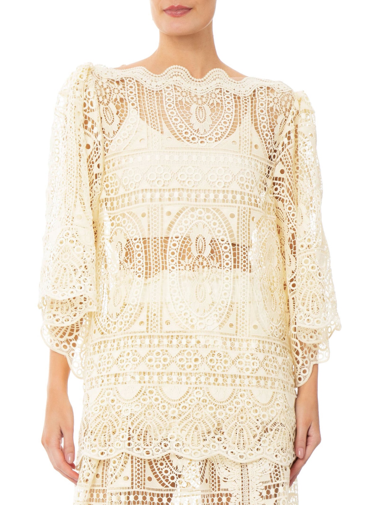 Blusa Feminina Guipure Astra Kaila – Amarelo Nk