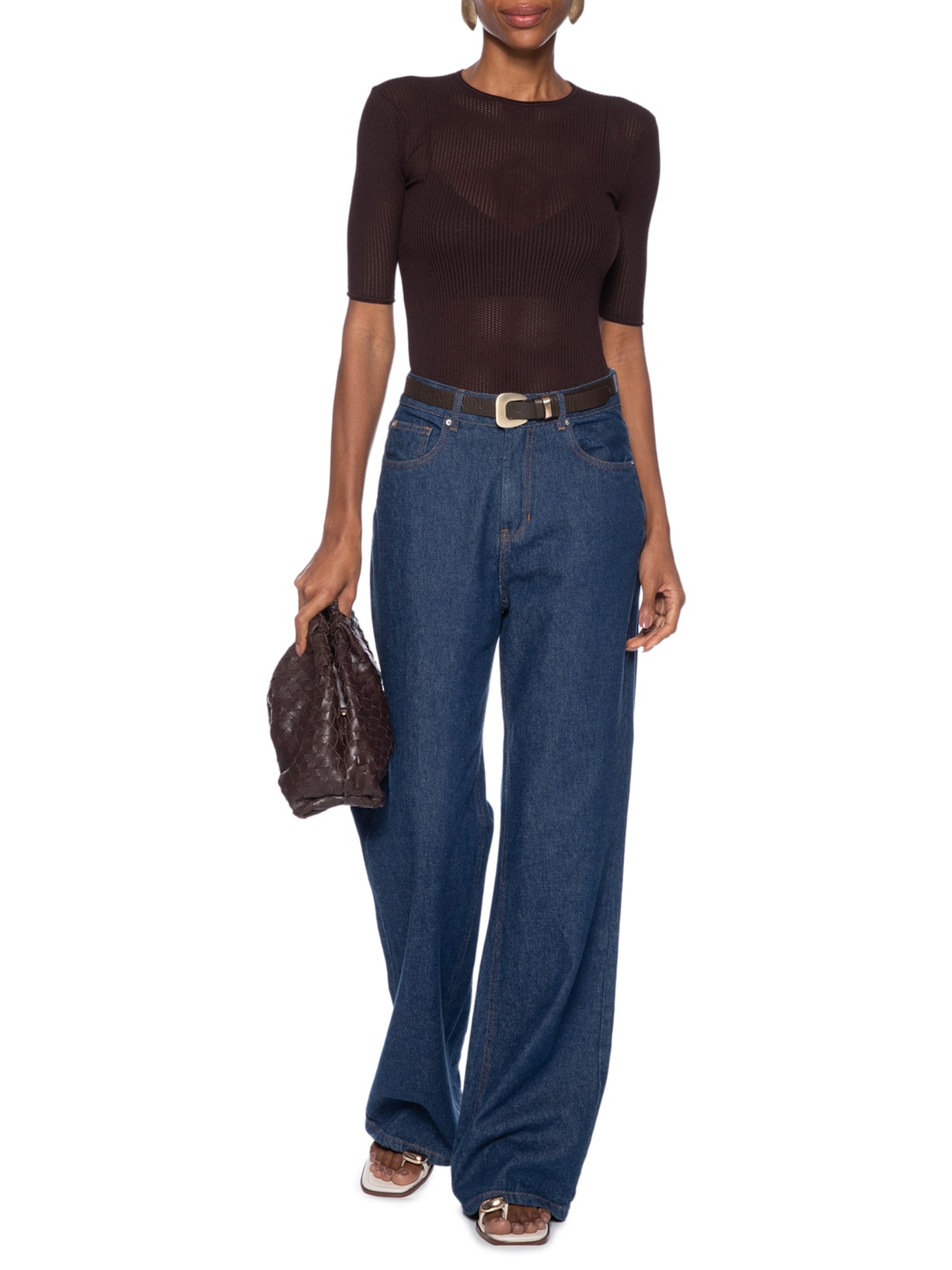 Blusa Feminina Helen Ganache Tricot Marrom Bo.bô