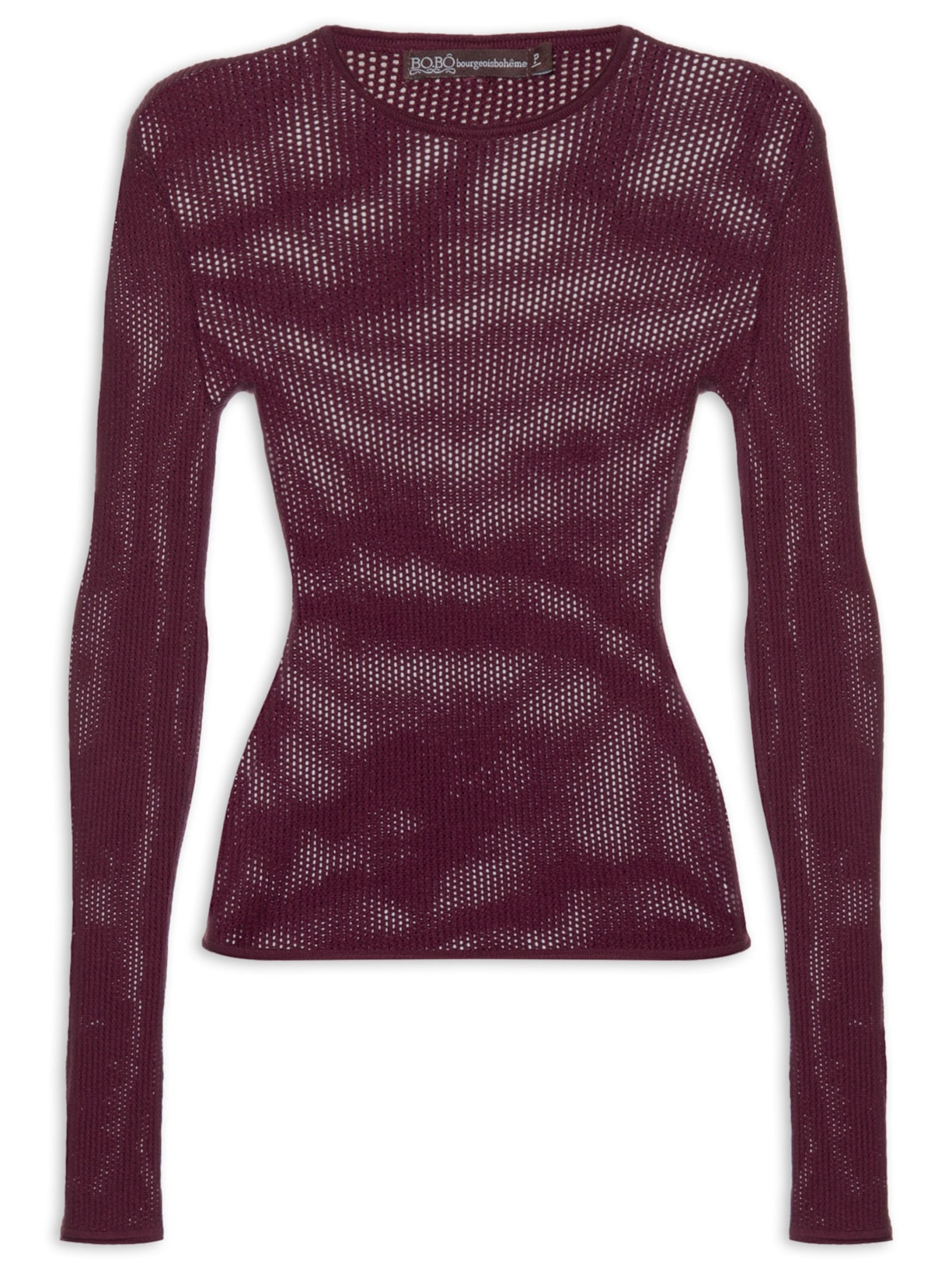 Blusa Feminina Helen Manga Longa Tricot - Vinho